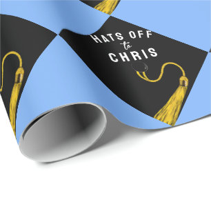 Personalized Graduation Light Blue Gift Wrapping Paper