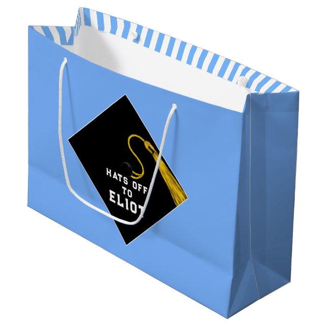 Personalized Graduation Light Blue Large Gift Bag (Front Angled)