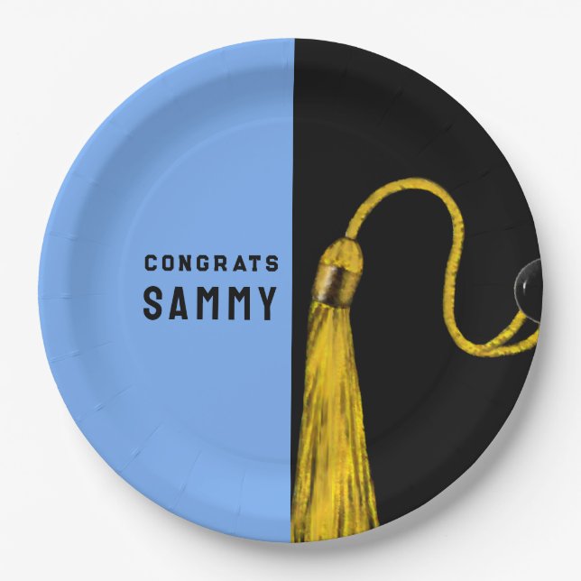 Personalized Graduation Light Blue Paper Plates (Front)