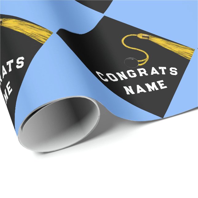 Personalized Graduation Light Blue Wrapping Paper (Roll Corner)