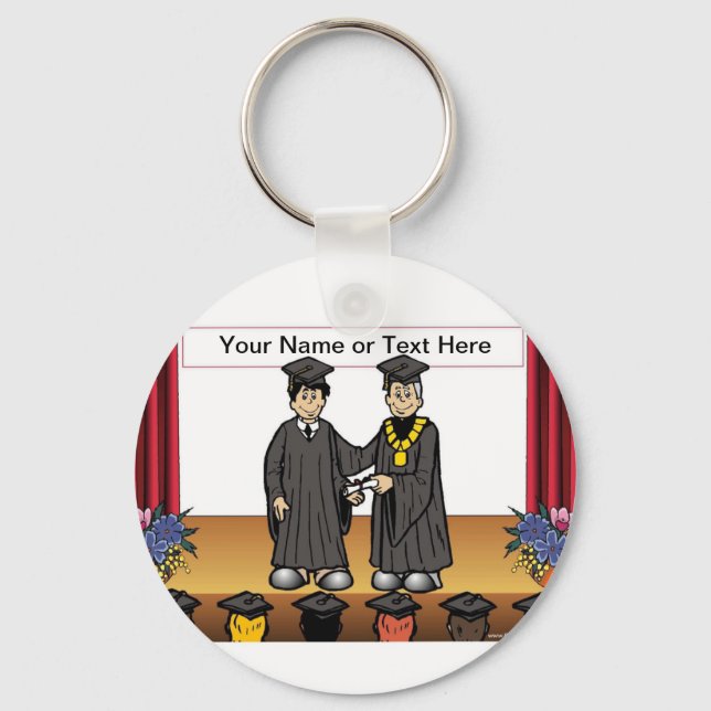Personalized Graduation - Male Cartoon  Keychain (Front)