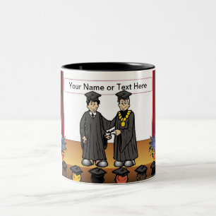 Personalized Graduation - Male Cartoon Two-Tone Coffee Mug
