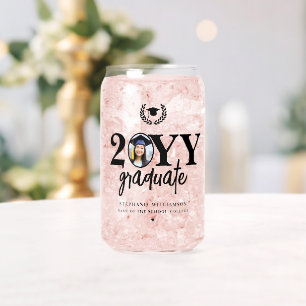 Personalized Graduation Modern Graduate Photo Can Glass