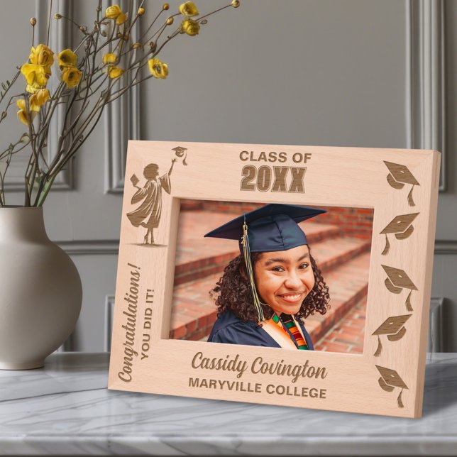 Personalized Graduation Name, School/College, Year Etched Frames (Creator Uploaded)