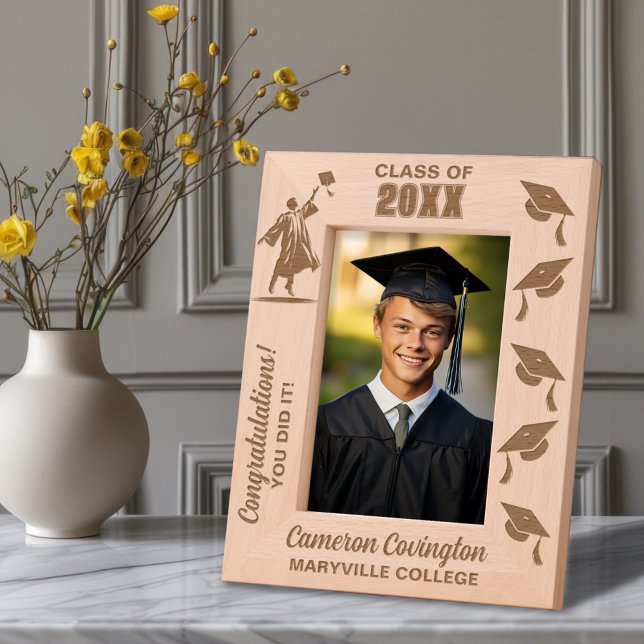 Personalized Graduation Name, School/College, Year Etched Frames (Creator Uploaded)
