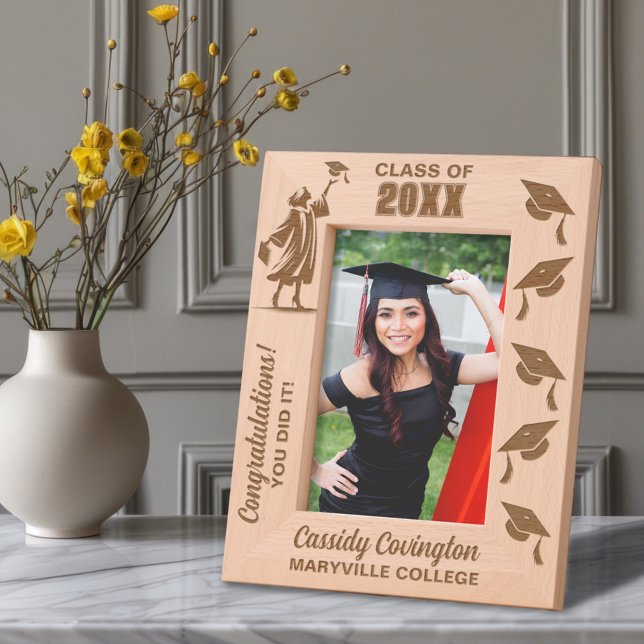 Personalized Graduation Name, School/College, Year Etched Frames (Creator Uploaded)
