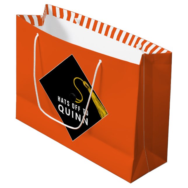 Personalized Graduation Orange Large Gift Bag (Front Angled)