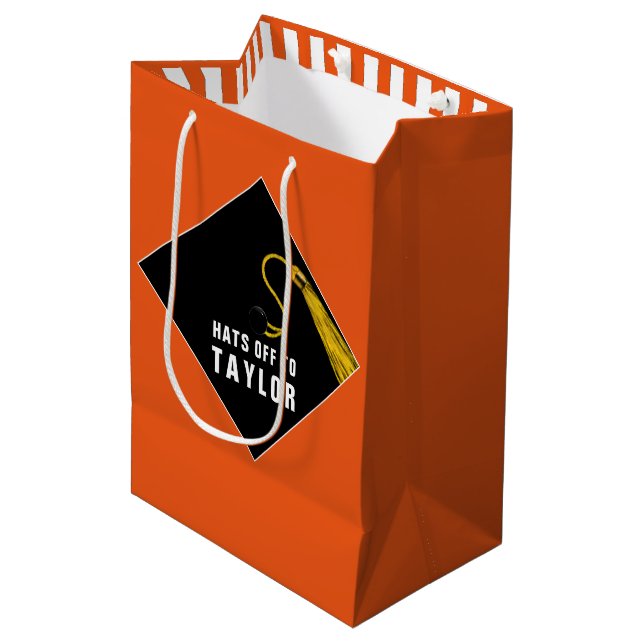 Personalized Graduation Orange Medium Gift Bag (Front Angled)