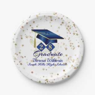 Personalized Graduation Party Blue & Gold 20XX Paper Plate