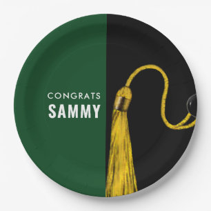 Personalized Graduation Party Green Paper Plates