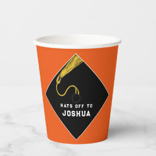 Personalized Graduation Party Orange Paper Cups