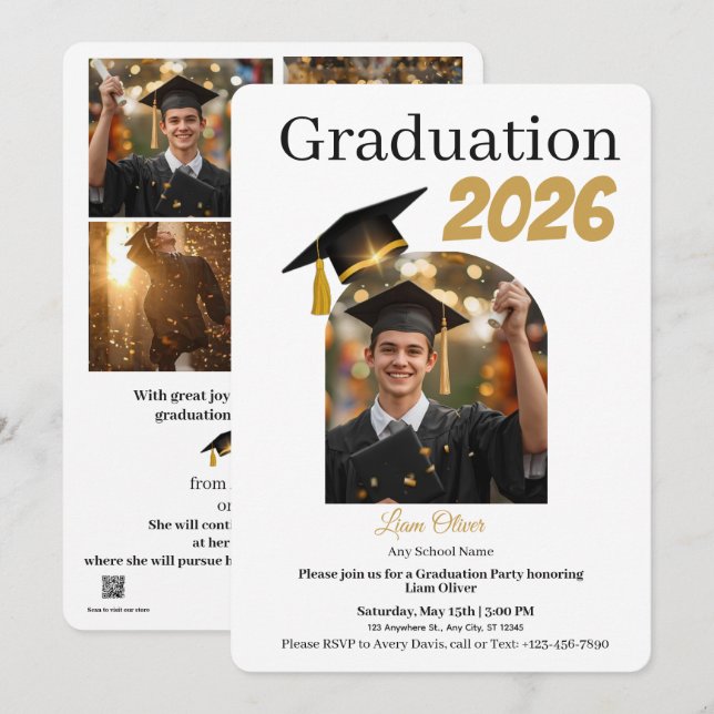 Personalized Graduation Party Photo Invitation  (Devant / Derrière)