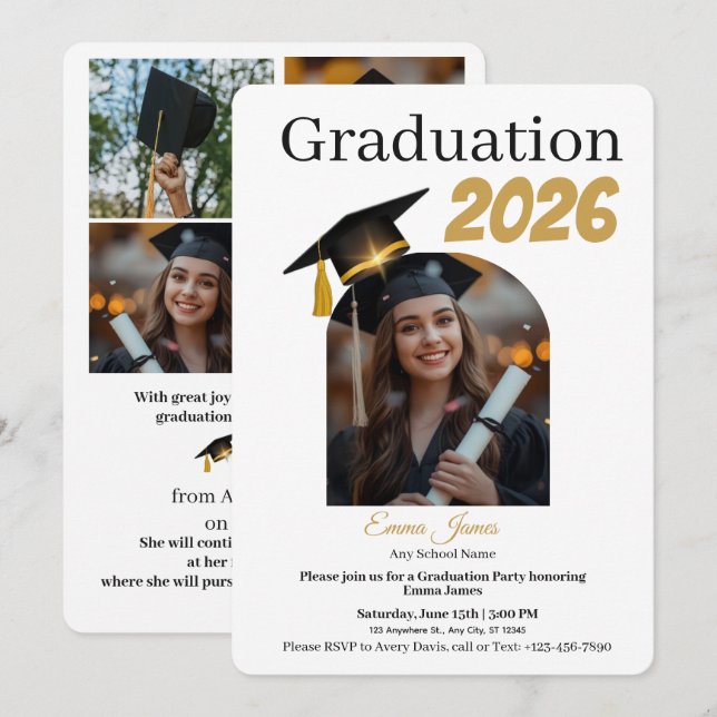 Personalized Graduation Party Photo Invitation Car (Front/Back)