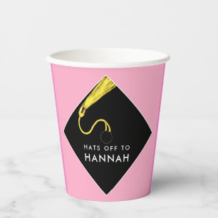 Personalized Graduation Party Pink Paper Cups