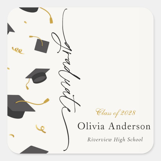 Personalized Graduation Party Square Sticker (Front)