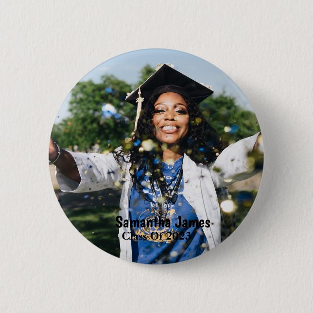 Personalized Graduation Photo and Name 2 Inch Round Button (Front)