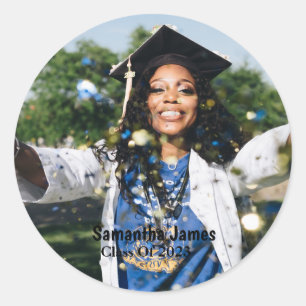 Personalized Graduation Photo and Name Classic Round Sticker