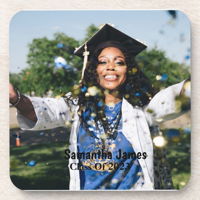 Personalized Graduation Photo and Name  Coaster (Front)