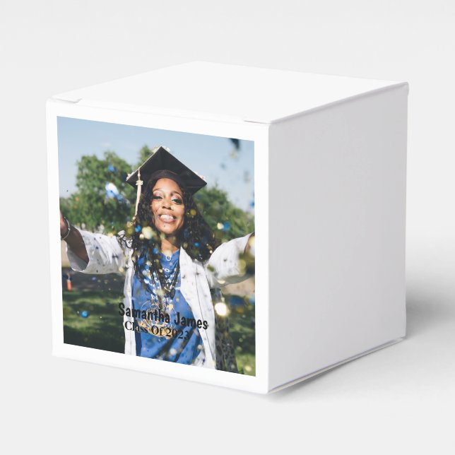 Personalized Graduation Photo and Name  Favor Box (Front Side)