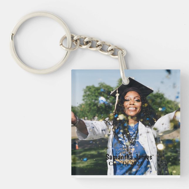 Personalized Graduation Photo and Name  Keychain (Front)
