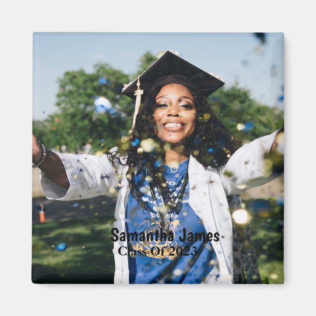 Personalized Graduation Photo and Name Magnet (Front)