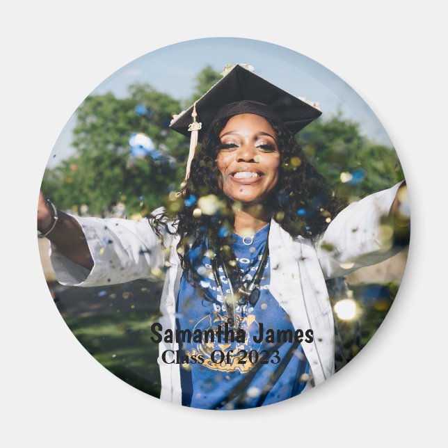 Personalized Graduation Photo and Name Magnet (Front)