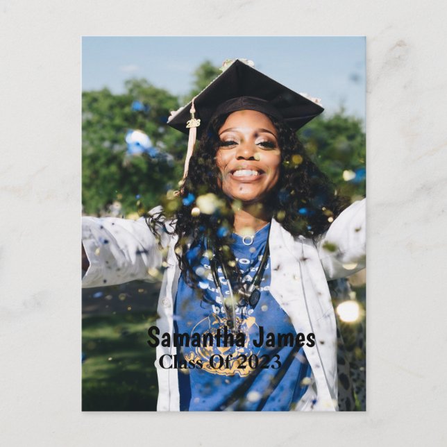 Personalized Graduation Photo and Name Postcard (Front)
