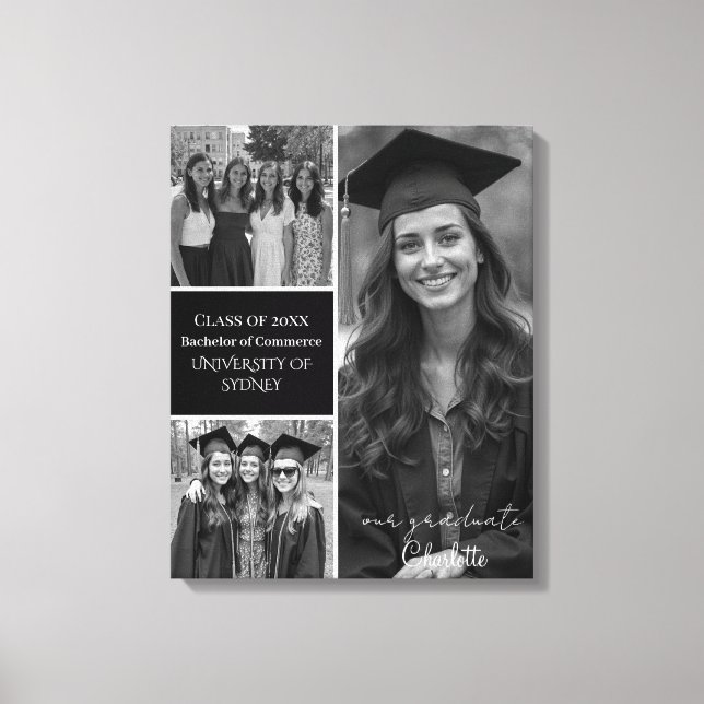 Personalized Graduation Photo Collage Canvas Print (Front)