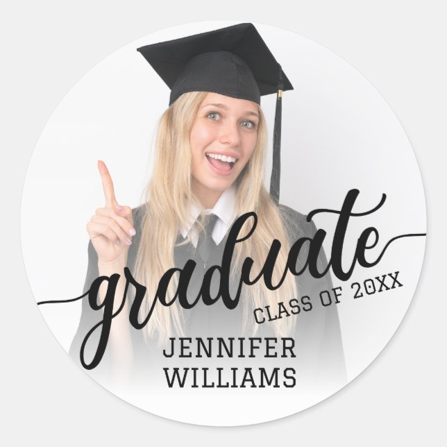 Personalized Graduation Photo Graduate Party Classic Round Sticker (Front)