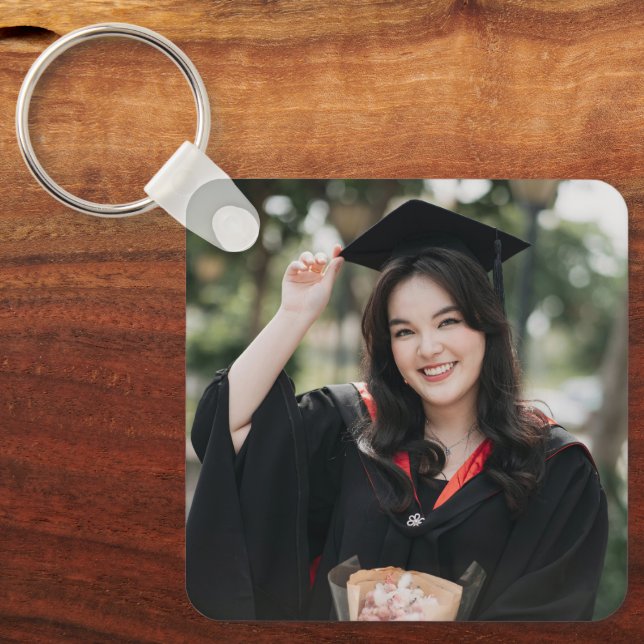 Personalized Graduation Photo Keepsake Memory Gift Keychain (Front)