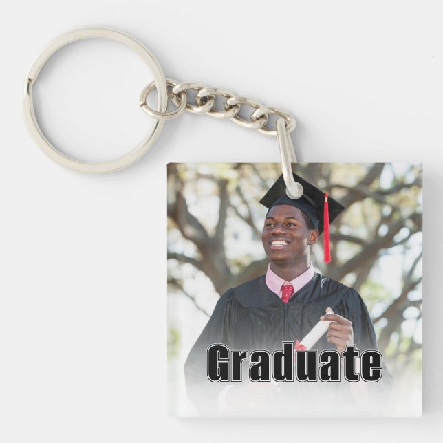 Personalized Graduation Photo Keepsake Memory Gift Keychain (Front)