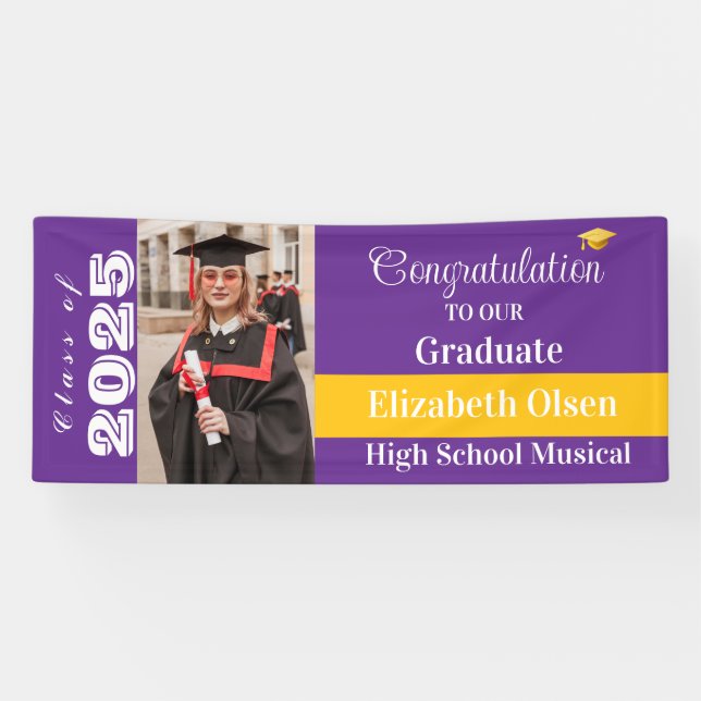 Personalized Graduation Photo, Name class of 2026 Banner (Horizontal)