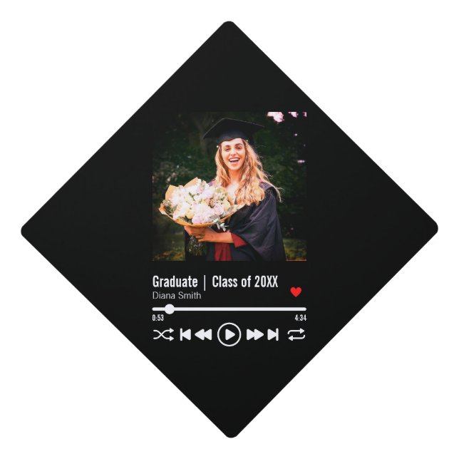 Personalized Graduation Photo Song Playlist Graduation Cap Topper (Front)