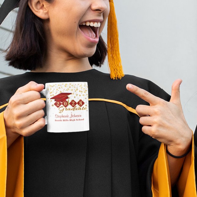 Personalized Graduation Red & Gold 20XX Coffee Mug (Personalized Graduation Red & Gold Coffee Mug)