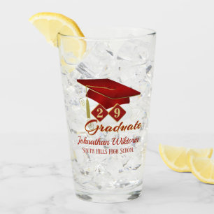 Personalized Graduation Red & Gold 20XX Glass
