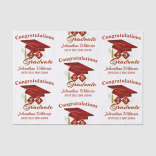 Personalized Graduation Red & Gold Tissue Paper