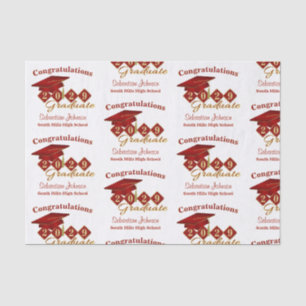 Personalized Graduation Red & Gold Tissue Paper