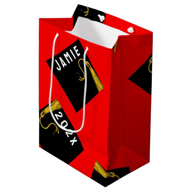 Personalized Graduation Red Medium Gift Bag (Front Angled)