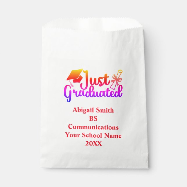 Personalized Graduation Red, Orange Purple  Favour Bag (Front)