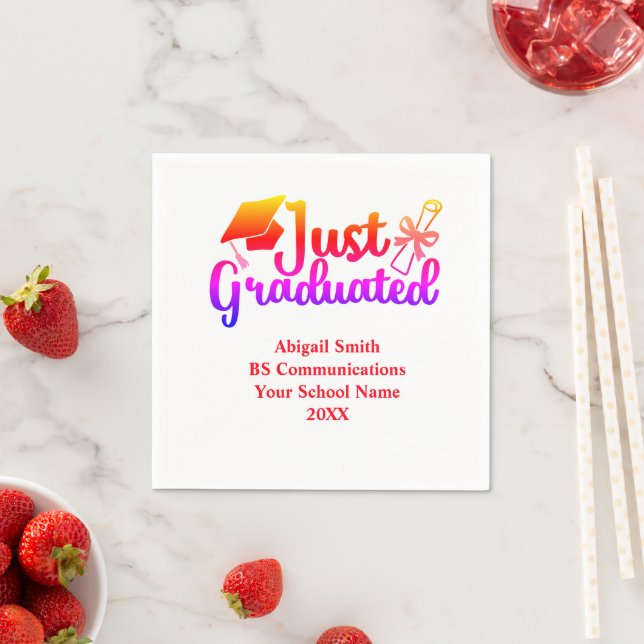 Personalized Graduation Red, Orange Purple  Napkin (Insitu)