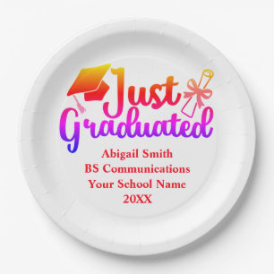 Personalized Graduation Red, Orange Purple  Paper Plate