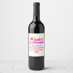 Personalized Graduation Red, Orange Purple Wine Label