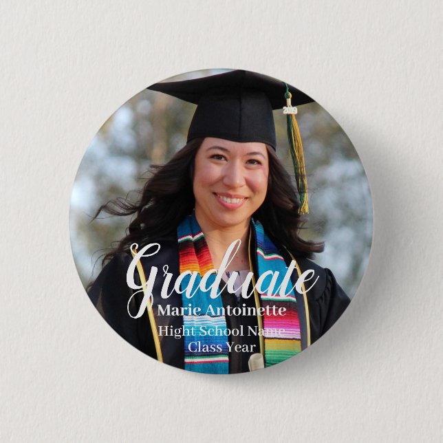 Personalized Graduation Simple Photo 2 Inch Round Button (Front)