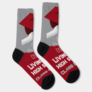 Personalized Graduation Socks - Red & Grey