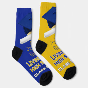 Personalized Graduation Socks - Royal Blue & Gold