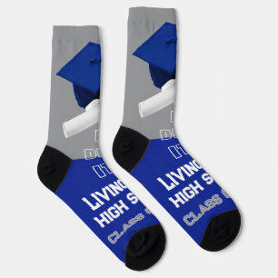 Personalized Graduation Socks - Royal Blue & Grey