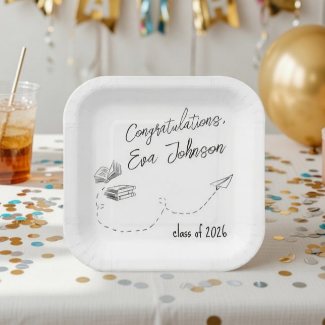 Personalized Graduation Square Paper Plates (Creator Uploaded)