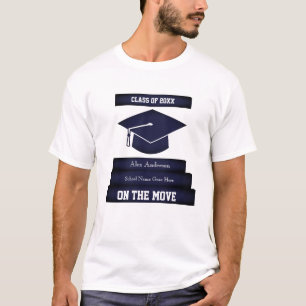 Personalized Graduation Tee 1 Grad Cap Gown Stairs