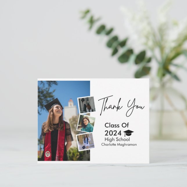 Personalized Graduation Thank you Simple Postcard (Standing Front)
