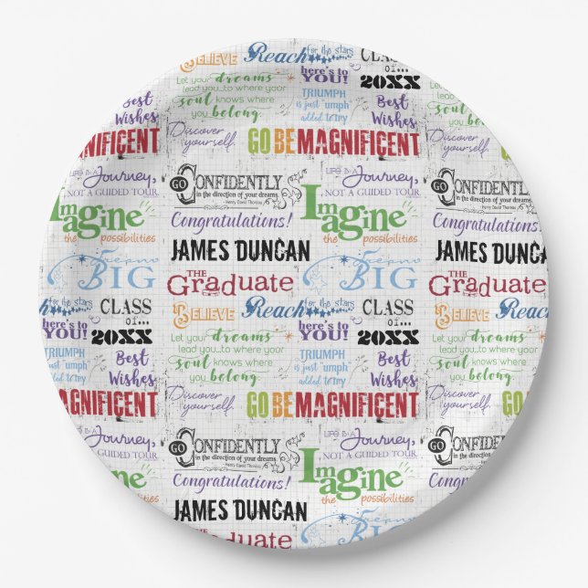 Personalized Graduation Word Art Paper Plate (Front)